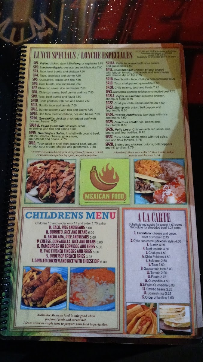 Guadalajara Mexican Restaurant Menu - Image 4
